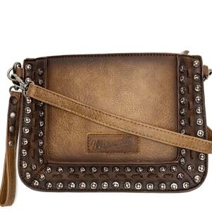 Wrangler Western Country Style Tan Studded Rivet Crossbody Bag
